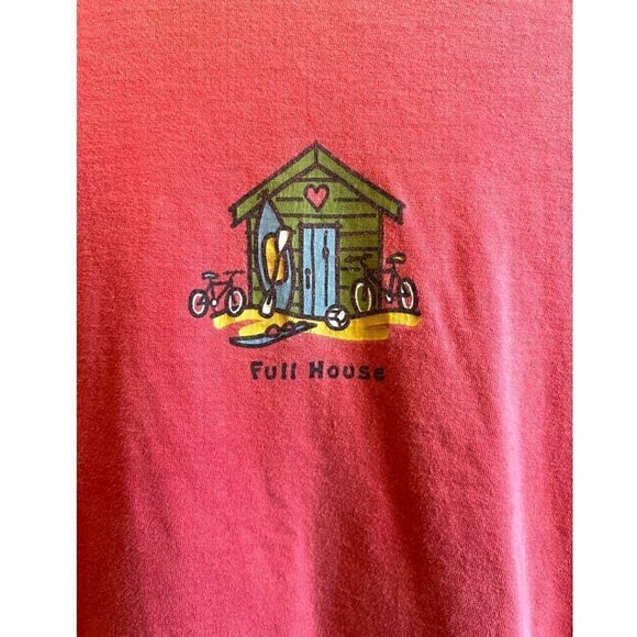 Women's VIntage Wash Life is Good Long Sleeve Cranberry Red T Shirt Size Small - Picture 9 of 10